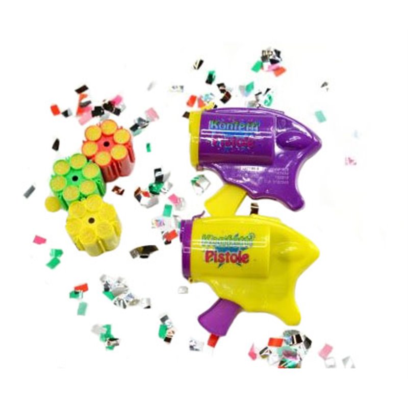 Pistolet à Confettis de 10 cm avec 3 Cartouches à 6 Coups