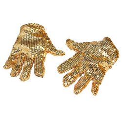 Paire de Gants avec Paillettes dorées de Grande Taille