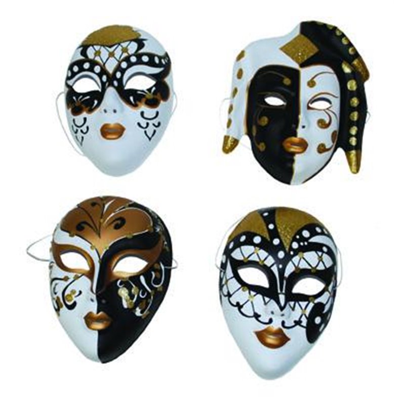Masque Coque Noir et Blanc Style Comédia Dell'arte