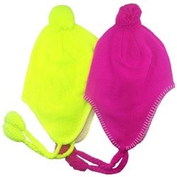 Bonnet Péruvien avec Pompons Fluo