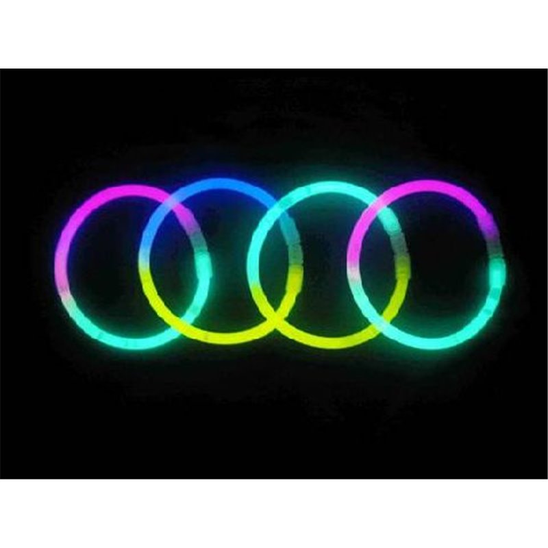 Lot de 100 bracelets fluo bicolores avec 100 connecteurs