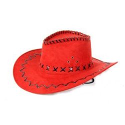 Chapeau Cowboy Imitation Cuir Rouge Adulte