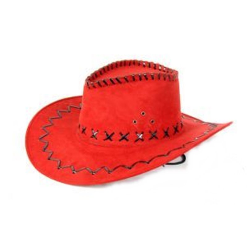 Chapeau Cowboy Imitation Cuir Rouge Adulte