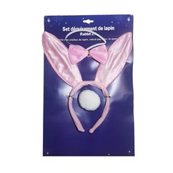 Set de déguisement Lapin rose 3 pièces