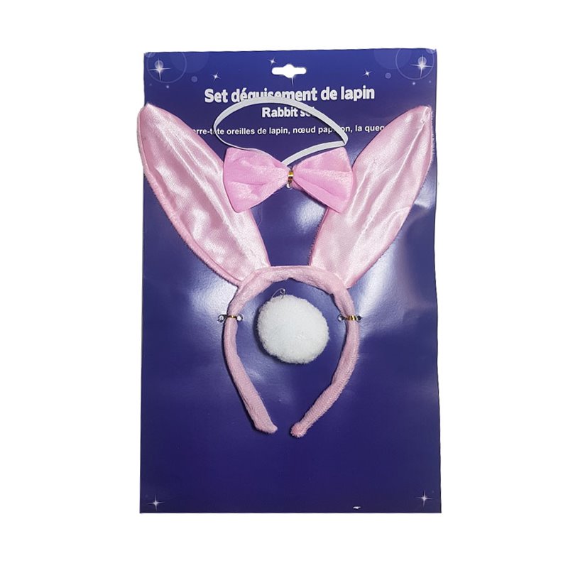 Set de déguisement Lapin rose 3 pièces