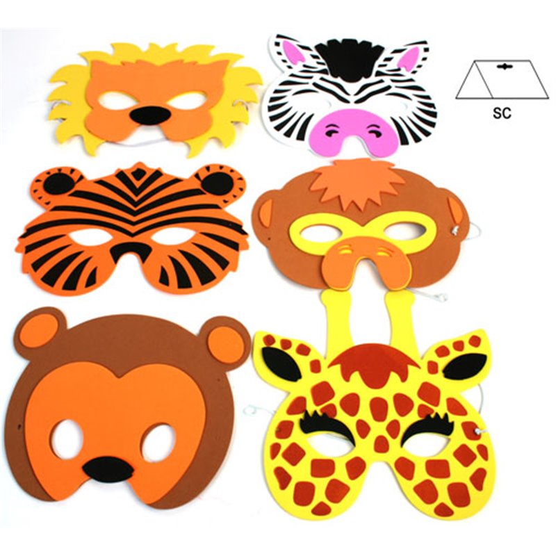 Vente article en mousse pour enfant pas cher, masque d'animal du zoo