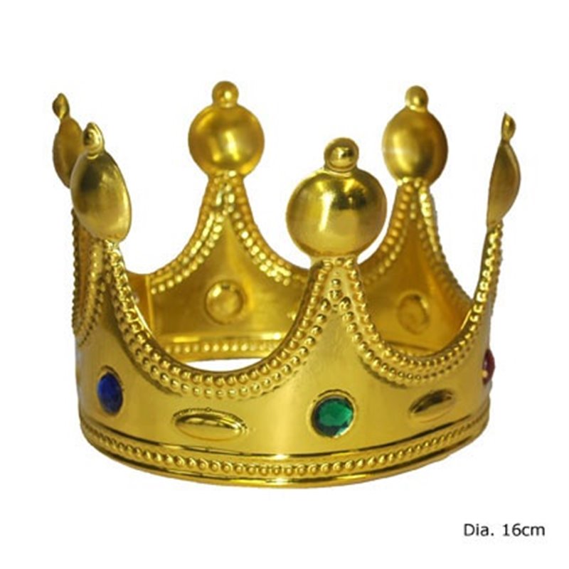 Couronne de roi doré avec incrustations pour enfant 13 cm