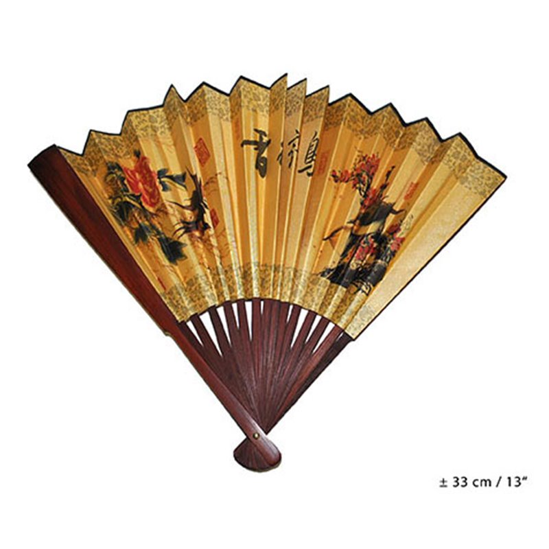 Éventail Chinois en Bois avec Motif  33 cm