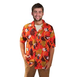 Chemise Tahiti Hawaï rouge à fleurs