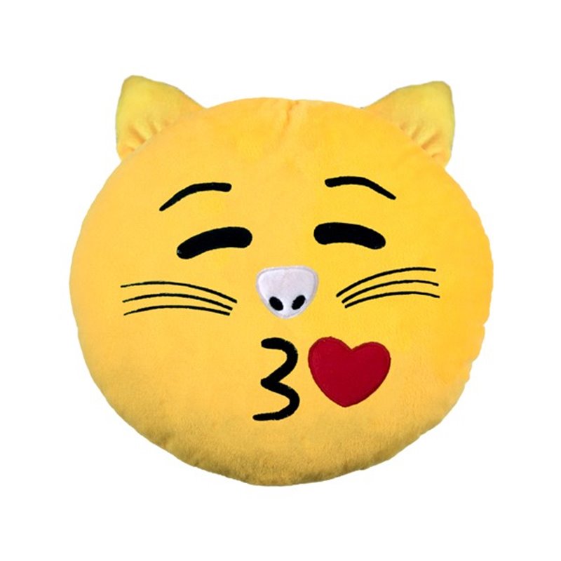 Grossiste D Objets Rigolos Avec Ce Coussin Emoticone Chat Bisou 33cm