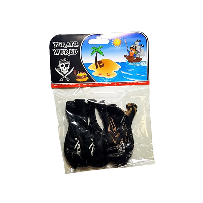 Lot de 8 ballons noirs Pirate