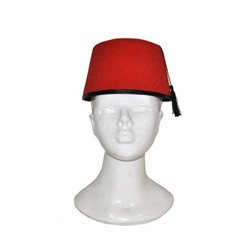 Chapeau fez arabie uni rouge