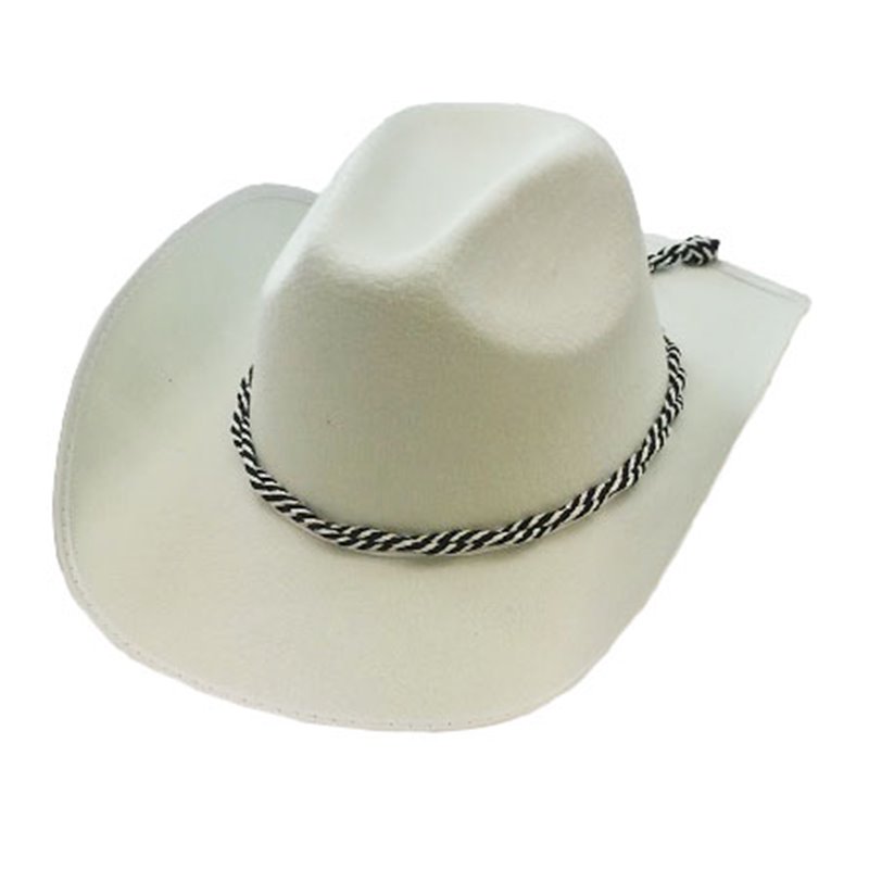 Chapeau de cowboy avec corde blanc