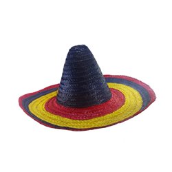 Sombrero en paille Vert Jaune et Rouge 60cm