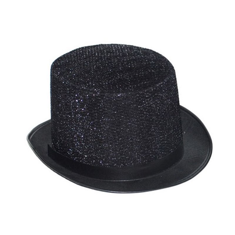 Chapeau haut-de-forme à paillettes Noir