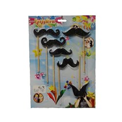 Lot de 6 moustaches 8cm sur baguette