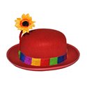 Chapeau de clown rouge avec fleur de tournesol