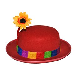 Chapeau de clown rouge avec fleur de tournesol