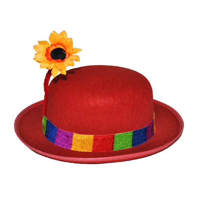 Chapeau de clown rouge avec fleur de tournesol