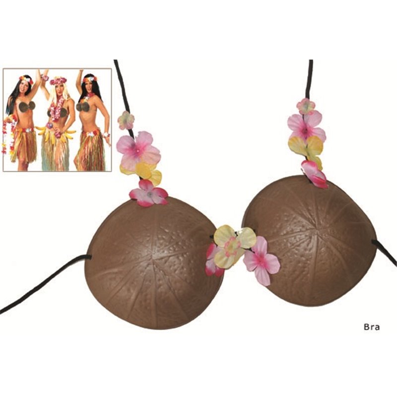 Soutien-gorge Noix de coco avec fleur en plastique