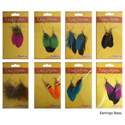 Boucles d'Oreilles d'Indien avec Plumes aux Différentes Couleurs