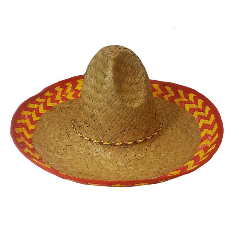 Sombrero en Paille avec Bordure Rose et Jaune