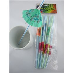 Lot de 12 Pailles avec Parasol