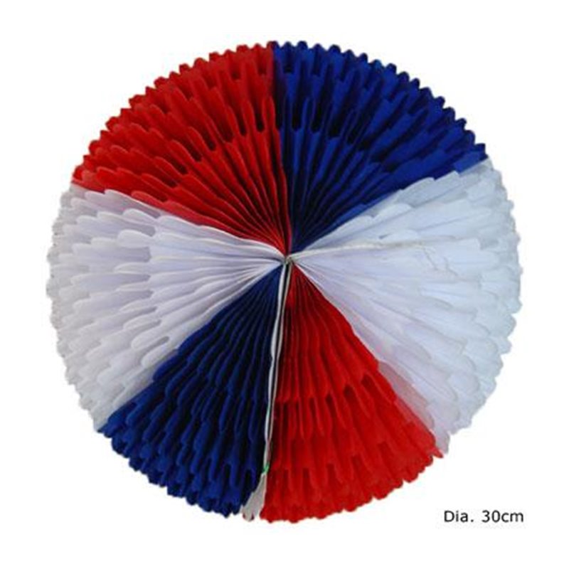 Boule Festonnée Bleu Blanc Rouge en Papier