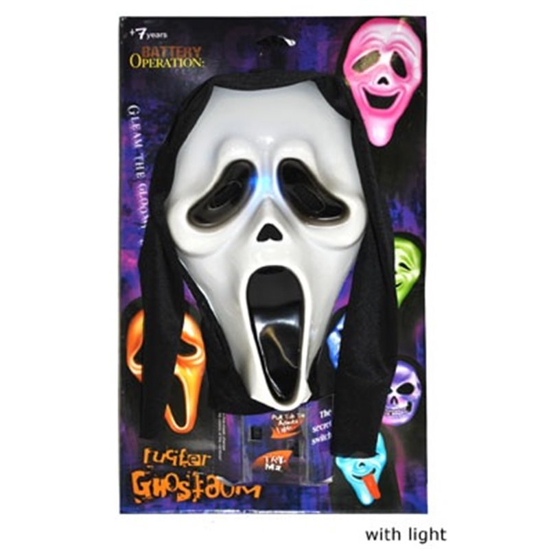 Masque Scream Lumineux avec Capuche pour Adulte