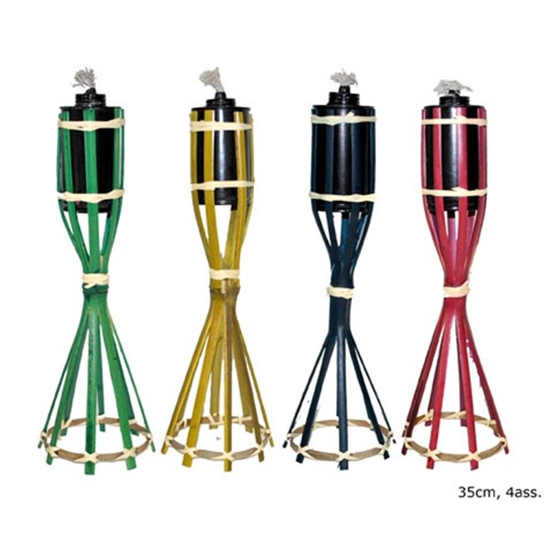 Lampe Pétrole Bois et Raphia avec Cuve Métallique