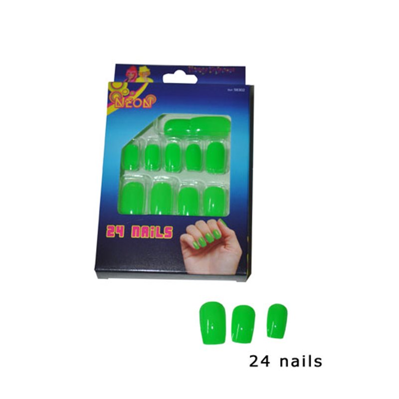 Lot de 24 Faux Ongles Néon Fluo