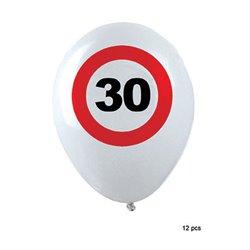 Lot de 12 ballons d'anniversaire blancs