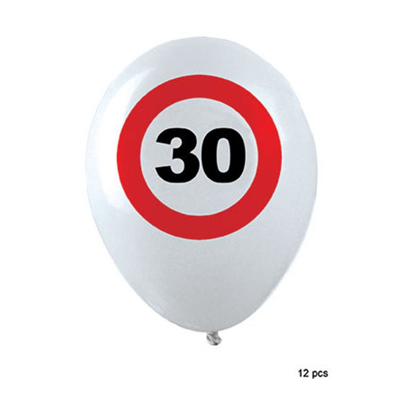 Lot de 12 ballons d'anniversaire blancs