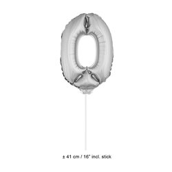 Ballon Chiffre 0 à 9 Argenté avec Bâton 41 cm