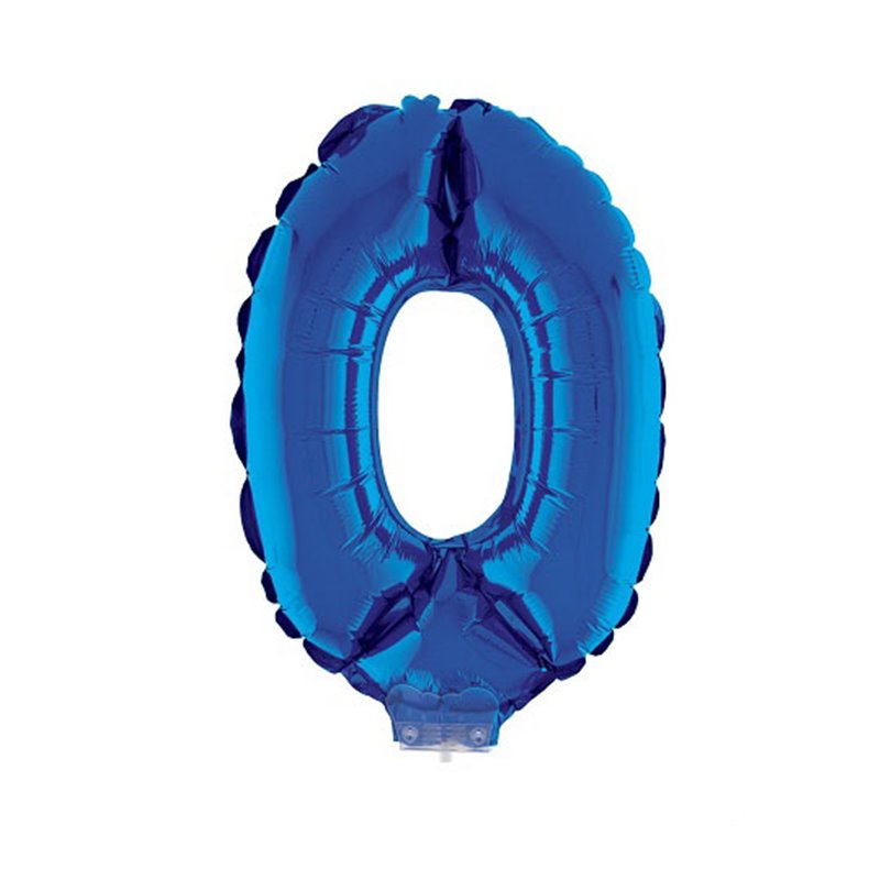 Ballon Chiffre Bleu en Aluminium avec Bâton 40 cm