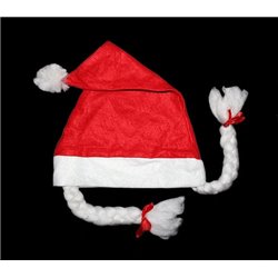 Bonnet de Noël avec Pompon et Nattes de Tailles Différentes