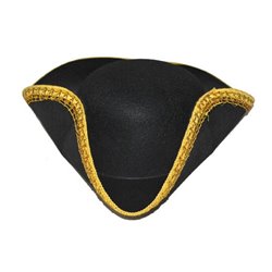 Chapeau Tricorne avec Bordure Galon Doré