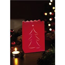 Lanterne de Jardin Rouge motif Sapin