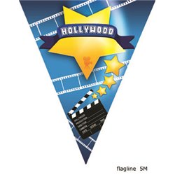 Guirlande 10 Fanions Imprimée "Hollywood" en Nylon