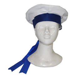 Béret de Marin Blanc avec Ruban Bleu