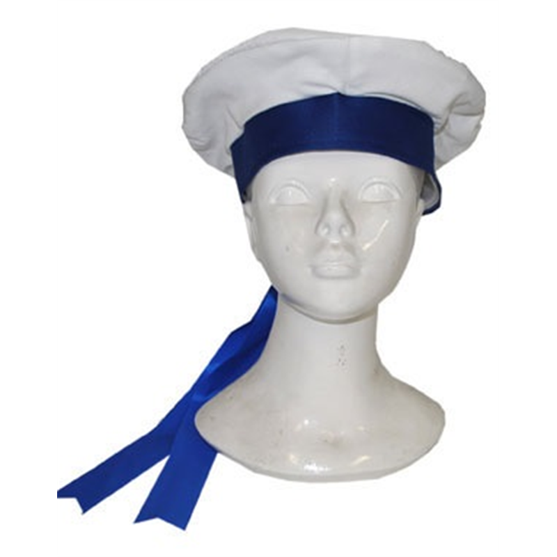 Béret de Marin Blanc avec Ruban Bleu