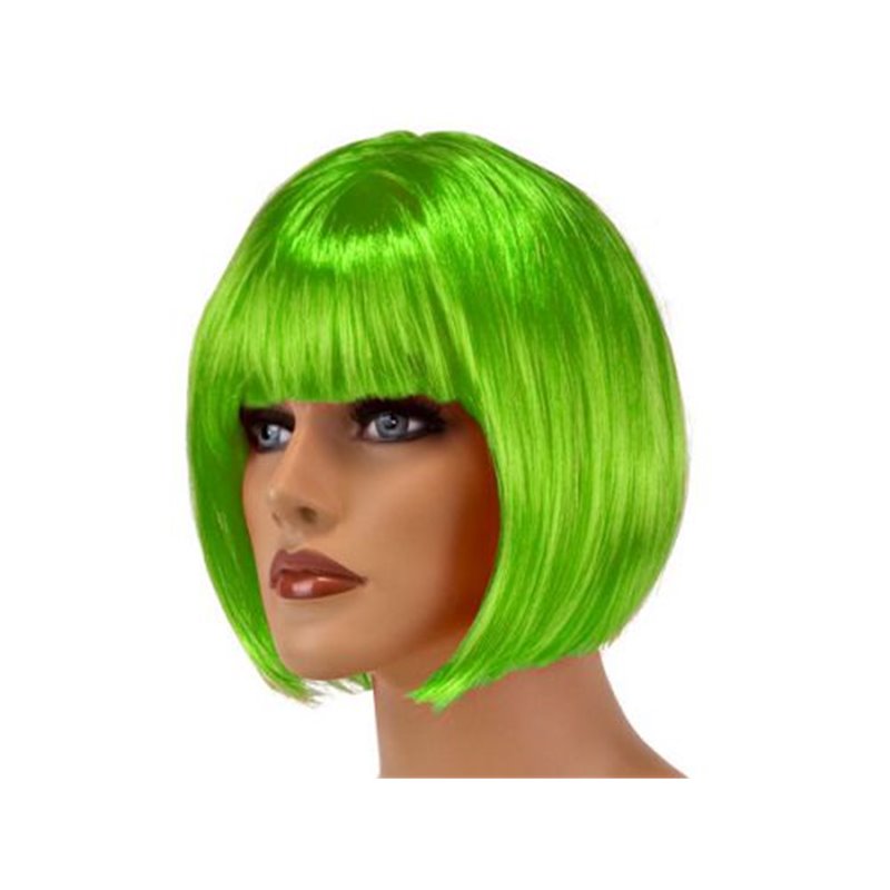 Perruque cheveux courts vert fluo