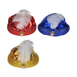Ravissant chapeau turban avec plume et perle mix