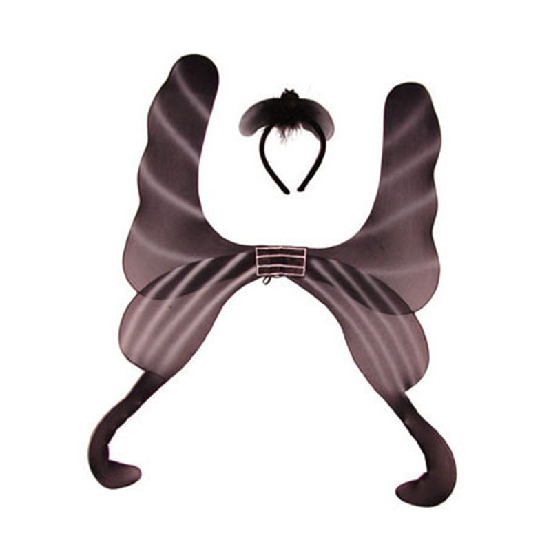 Ailes de fée papillon avec bague noir 98cm