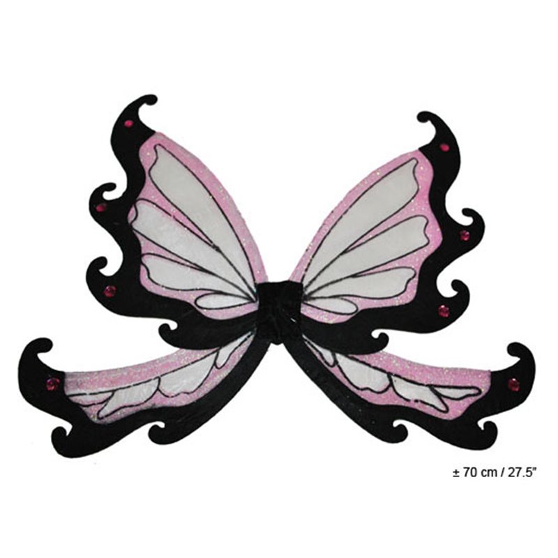 Ailes de fée papillon à paillettes rose et noir