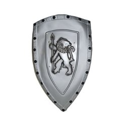 Bouclier de chevalier avec lion gris 72cm
