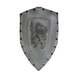Bouclier de chevalier en mousse avec lion gris 72cm