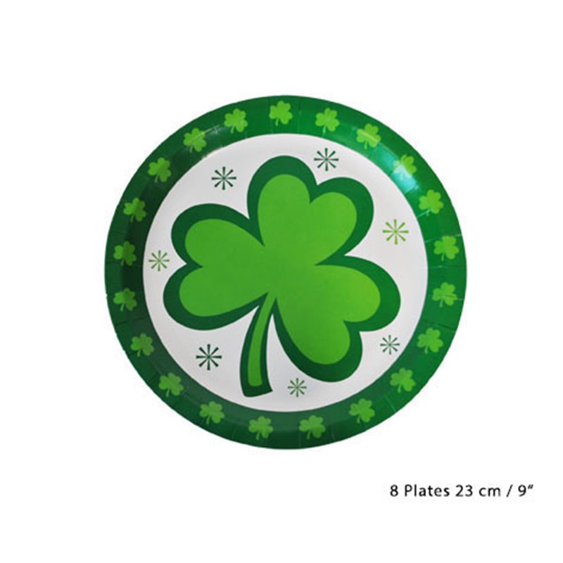 Lot de 8 Grandes Assiettes en Carton St Patrick's Day