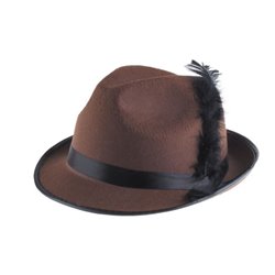 Chapeau tyrolien brun plume ruban