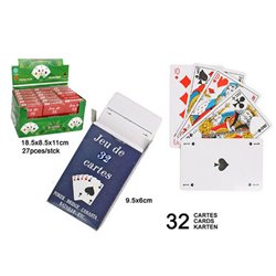 Jeu 32 cartes Bleu/Rouge 9cm